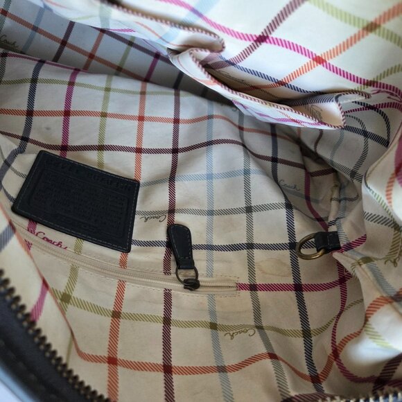 EUC Coach Legacy Bleecker Tattersall Large Leather Duffle #11423 in Navy - Picture 14 of 16